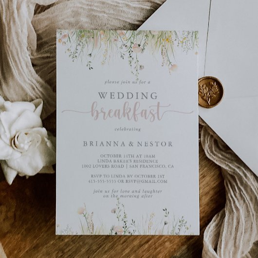 Greenery Boho Wildblume Wedding Breakfast Einladung