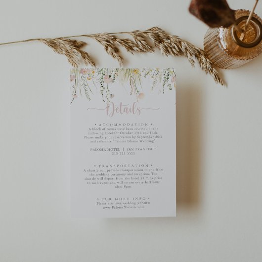 Greenery Boho Wildblume Wedding Details Begleitkarte