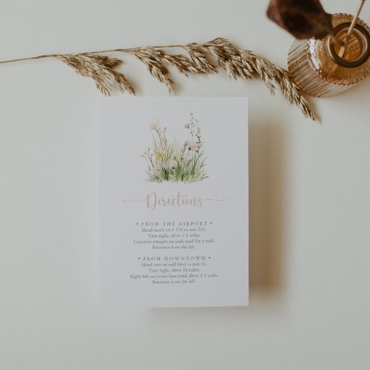 Greenery Boho Wildblume Wedding Directions Begleitkarte
