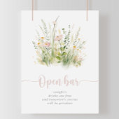 Greenery Boho Wildblume Wedding Open Bar Sign Poster