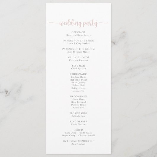 Greenery Boho Wildblume Wedding Program Programm (Rückseite)