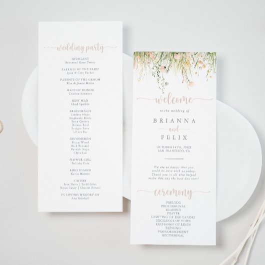 Greenery Boho Wildblume Wedding Program Programm