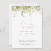Greenery Boho Wildblume Wedding Reception Einladung (Vorderseite)