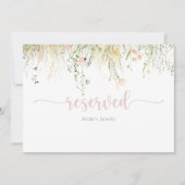 Greenery Boho Wildblume Wedding Reserved Sign (Vorderseite)