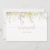 Greenery Boho Wildblume Wedding Reserved Sign (Rückseite)