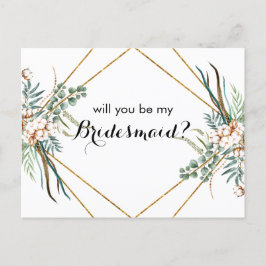 Greenery Boho wird meine Bridesmaid-Karte sein Feiertagspostkarte