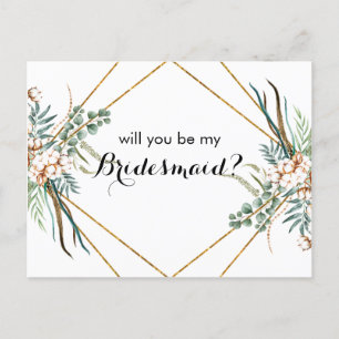 Greenery Boho wird meine Bridesmaid-Karte sein Feiertagspostkarte