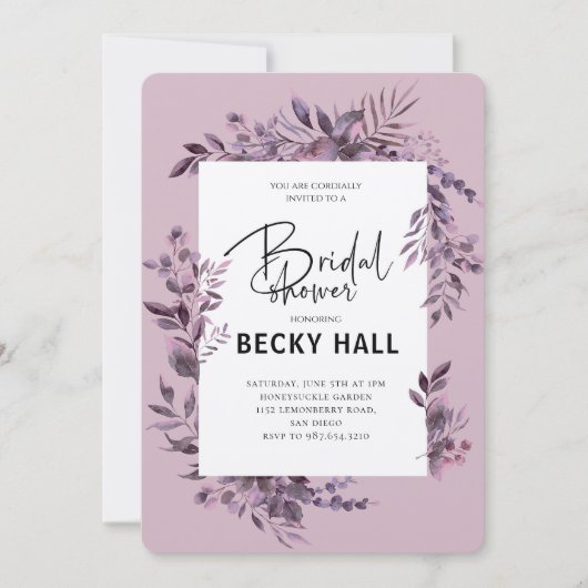 Greenery Border Bridal Shower Invitation Einladung (Vorderseite)