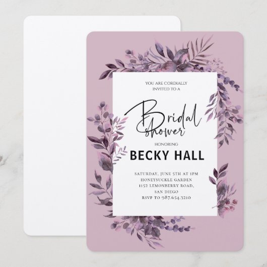 Greenery Border Bridal Shower Invitation Einladung (Vorne/Hinten)