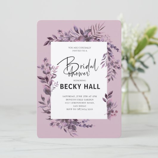 Greenery Border Bridal Shower Invitation Einladung (Stehend Vorderseite)