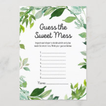 Greenery Botanical Baby Shower Game 12x18" Größe