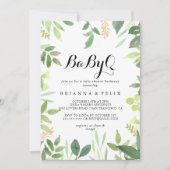 Greenery Botanical BabyQ Baby Duschgrill Einladung (Vorderseite)