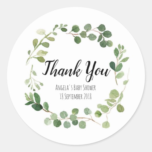 Greenery Botanical Danke Sticker (Vorderseite)