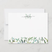 Greenery Botanical Eukalyptus Foliage Monogram Mitteilungskarte (Vorderseite)