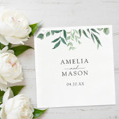 Greenery Botanical Foliage Watercolor Wedding Serviette