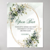 Greenery Botanical Gold Open Bar Tischschild Poster (Vorne)