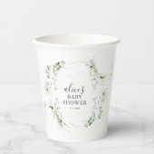 Greenery Botanical Script Baby Shower Pappbecher (Vorderseite)