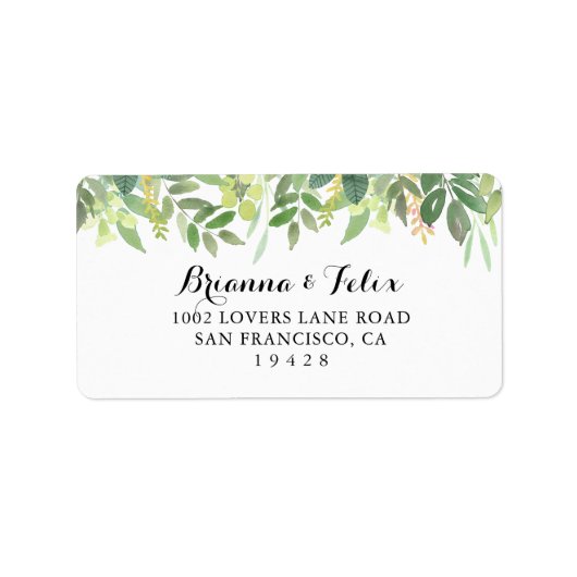 Greenery Botanical Wedding RSVP Adressetikett (Vorne)