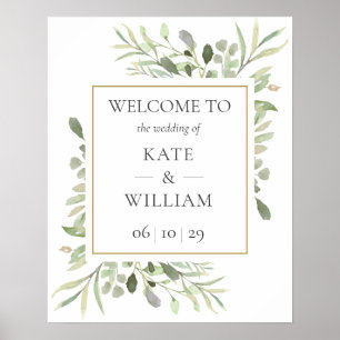 Greenery Botanical Wedding Welcome Sign Poster