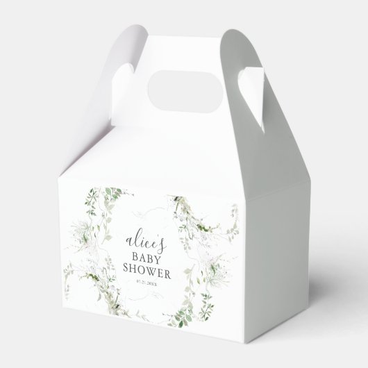 Greenery Botanical Wreath Script Baby Shower Geschenkschachtel (Vorderseite)