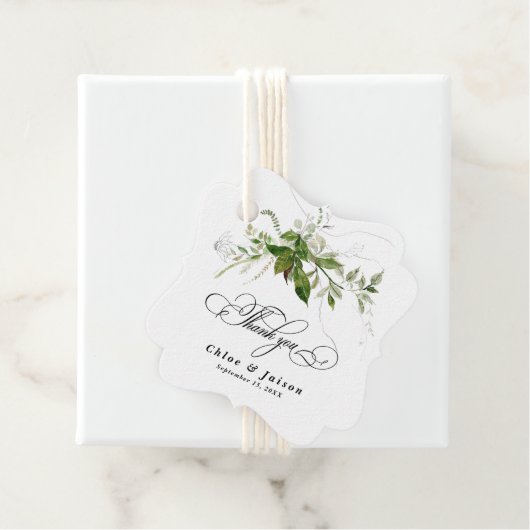 Greenery Botanicals Chic Elegant Hochzeit Geschenkanhänger (Beispiel)