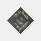 Greenery Bouquet Liebe Typografie Chalkboard Serviette (Ecke)