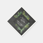 Greenery Bouquet Liebe und dank Script Chalkboard Serviette (Ecke)
