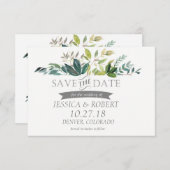 Greenery Bouquet Save the Date Card (Vorne/Hinten)