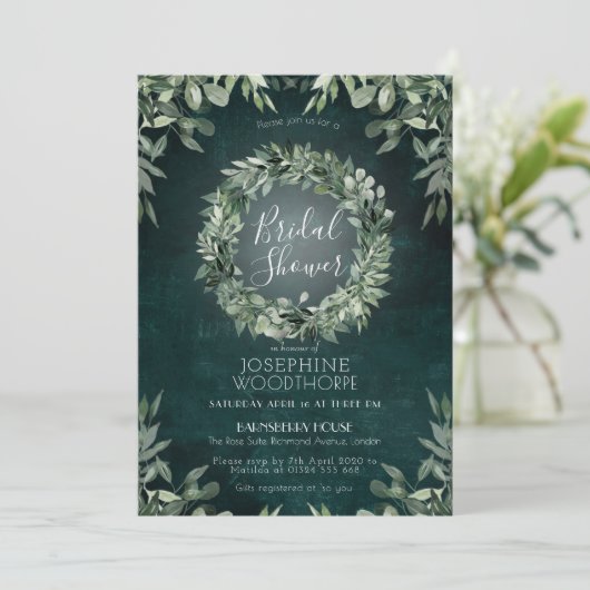 Greenery Bouquet Wedding Suite Einladung (Stehend Vorderseite)