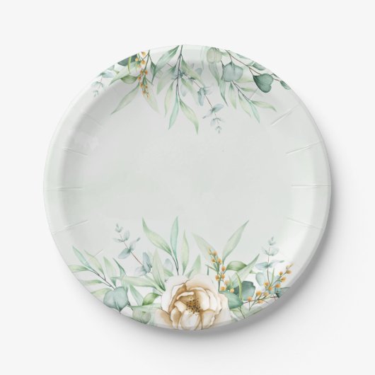 Greenery Boy Baby Shower Paper Plate Pappteller (Vorderseite)