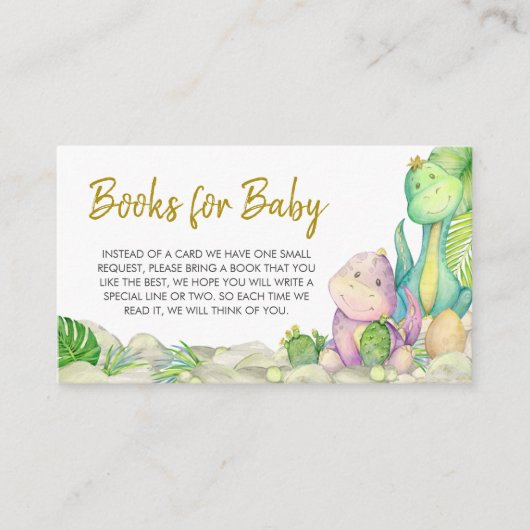 Greenery Boy Dinosaur Baby Shower Books for Baby Begleitkarte (Vorderseite)