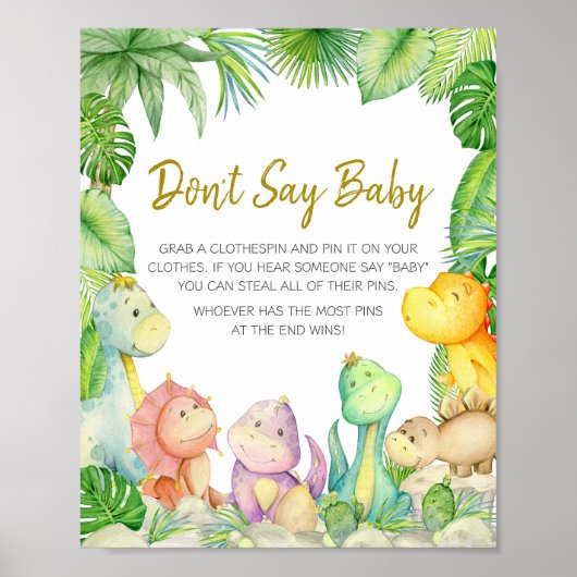 Greenery Boy Dinosaur Babydusche Sage nicht Baby Poster (Vorne)
