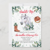 Greenery Boy Horse Birthday Party Einladung (Vorderseite)