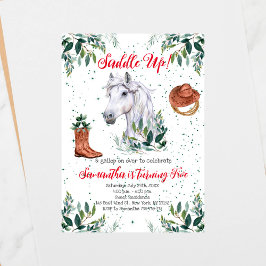 Greenery Boy Horse Birthday Party Einladung