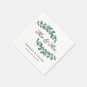 Greenery Branches Mrs. & Mrs. Lesbian Wedding Serviette (Ecke)