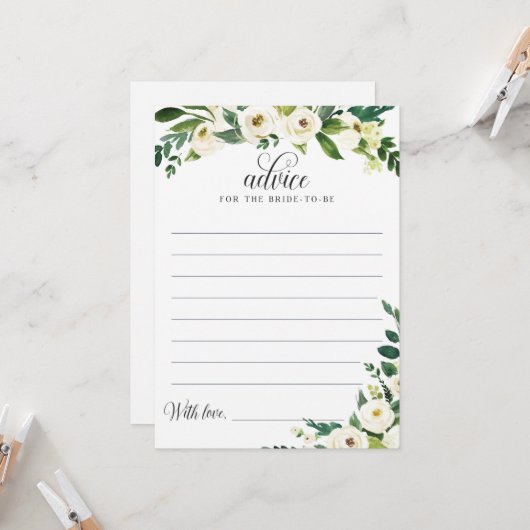 Greenery Brautparty Advice Card for Bride-to-be Karte (Vorderseite/Rückseite Beispiel)