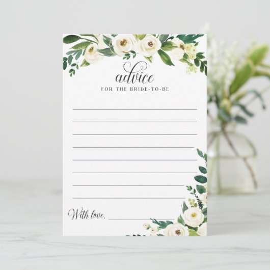 Greenery Brautparty Advice Card for Bride-to-be Karte (Stehend Vorderseite)