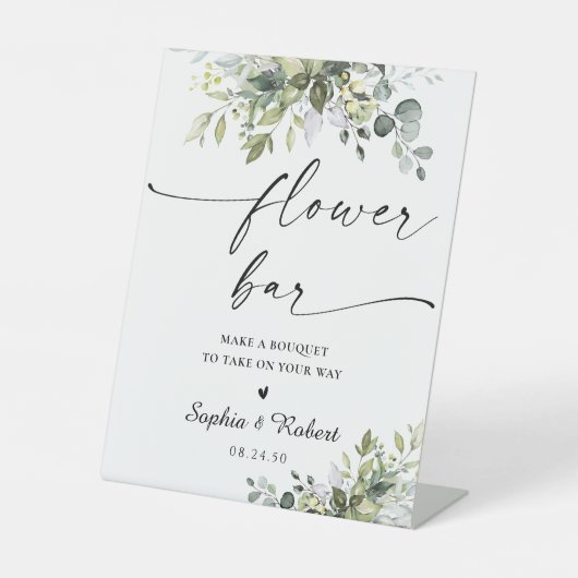 Greenery Brautparty Blume Bar Sign Sockelschild (Vorderseite)
