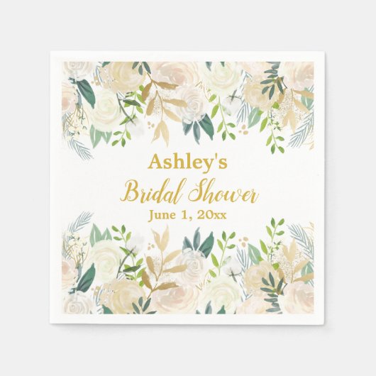 Greenery Brautparty Chic Gold Engagement Party Serviette (Vorderseite)