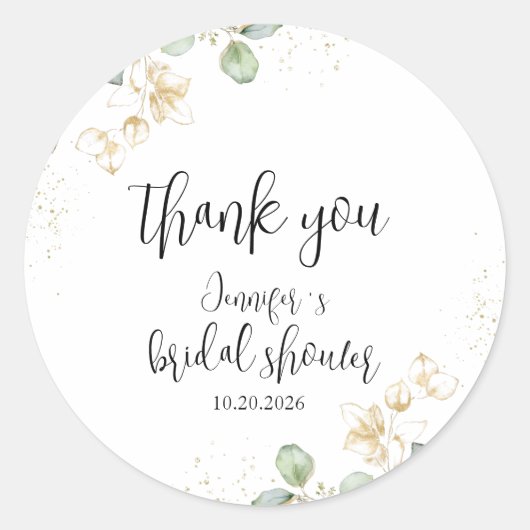 Greenery Brautparty Classic Round Aufkleber (Vorderseite)