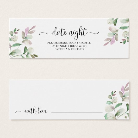 Greenery Brautparty Date Night Jar Cards (Vorne & Hinten)