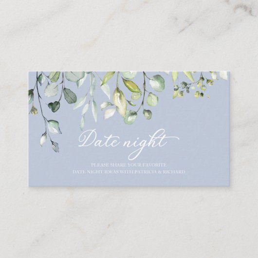 Greenery Brautparty Date Night Jar Cards Begleitkarte (Vorderseite)