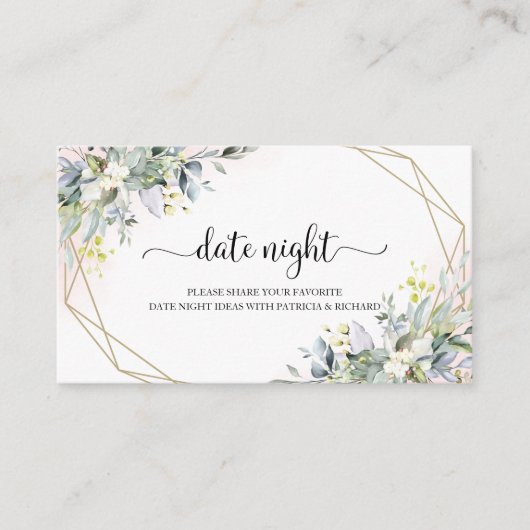 Greenery Brautparty Date Night Jar Cards Begleitkarte (Vorderseite)