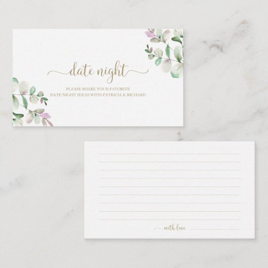 Greenery Brautparty Date Night Jar Cards Begleitkarte (Vorne/Hinten)