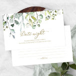 Greenery Brautparty Date Night Jar Cards Begleitkarte<br><div class="desc">Greenery Brautparty Date Night Jar Cards</div>