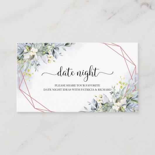 Greenery Brautparty Date Night Jar Cards Begleitkarte (Vorderseite)