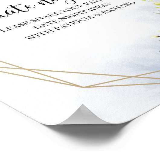 Greenery Brautparty Date Night Jar Sign Poster (Ecke)