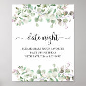Greenery Brautparty Date Night Jar Sign Poster (Vorne)