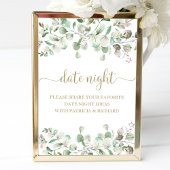 Greenery Brautparty Date Night Jar Sign Poster