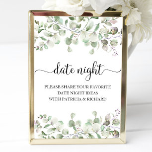 Greenery Brautparty Date Night Jar Sign Poster